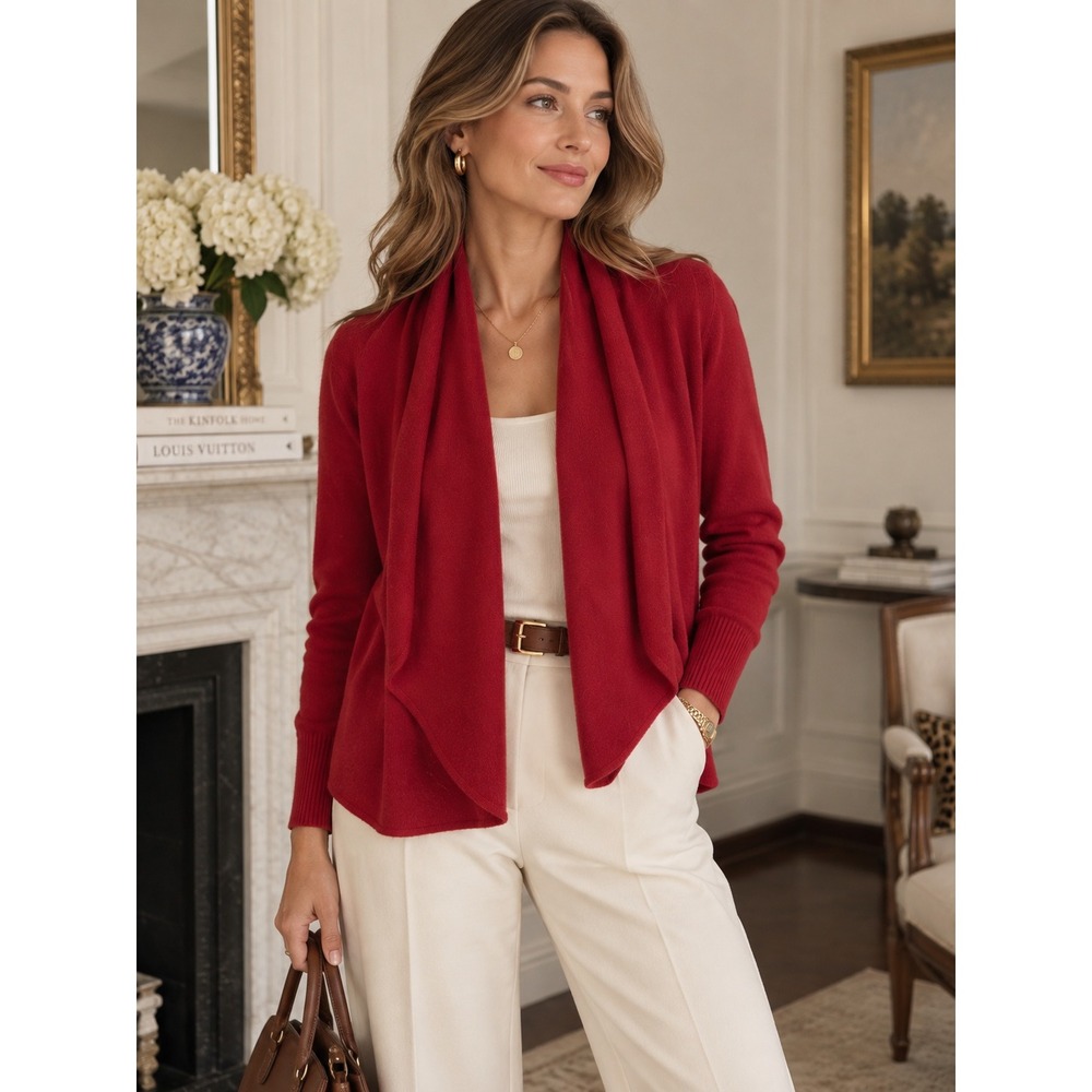 Saks Fifth Avenue Cashmere Waterfall Drape Cardigan S